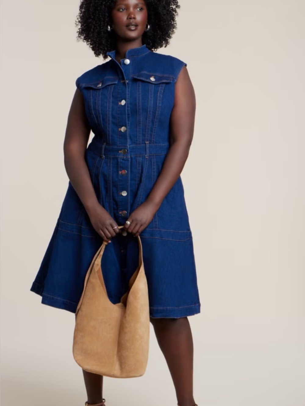 NWT Eloquii Sleeveless Denim Dress, Women's Plus Size 18 - Picture 3 of 11
